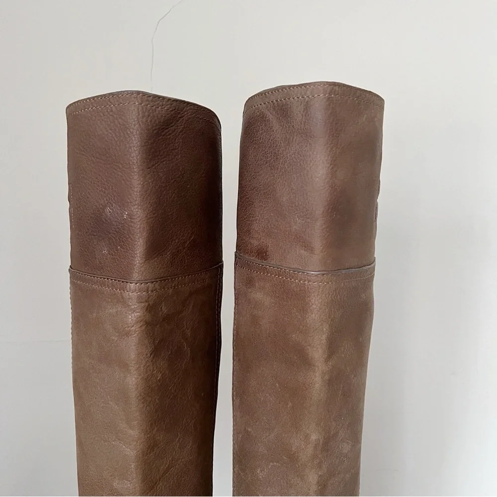 Tory Burch • Simone Over-the-Knee Boots leather Weathered Brown taupe grey